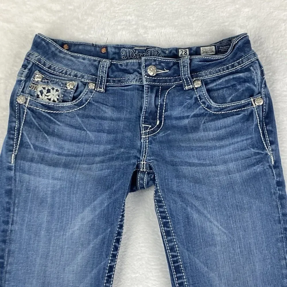 Miss Me Capri Womens Low Rise Blue Denim Jeans‎ Size 28